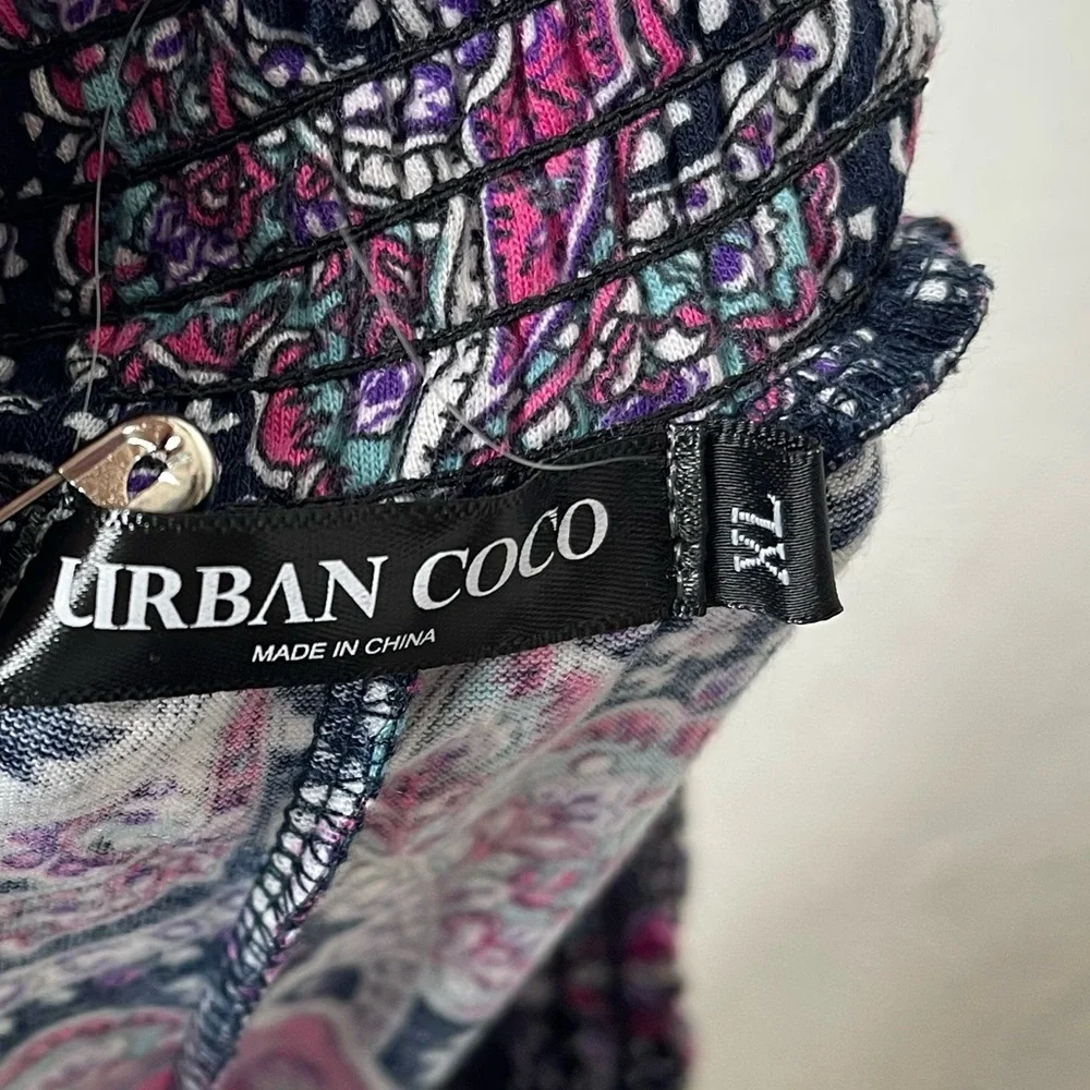 Paisley Wide Leg Pants Boho Chic Flowy Lounge Resort Wear Pull On Palazzo XLg - Picture 10 of 12